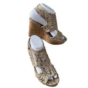 Maurices Wedge Sandals Womens 7M Haven Slingback Faux Snakeskin Shoes
